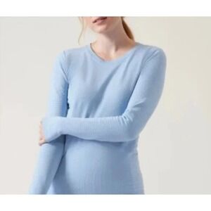 Athleta Flurry Blizzard Rib Top Blue Long Sleeve Women's Size M